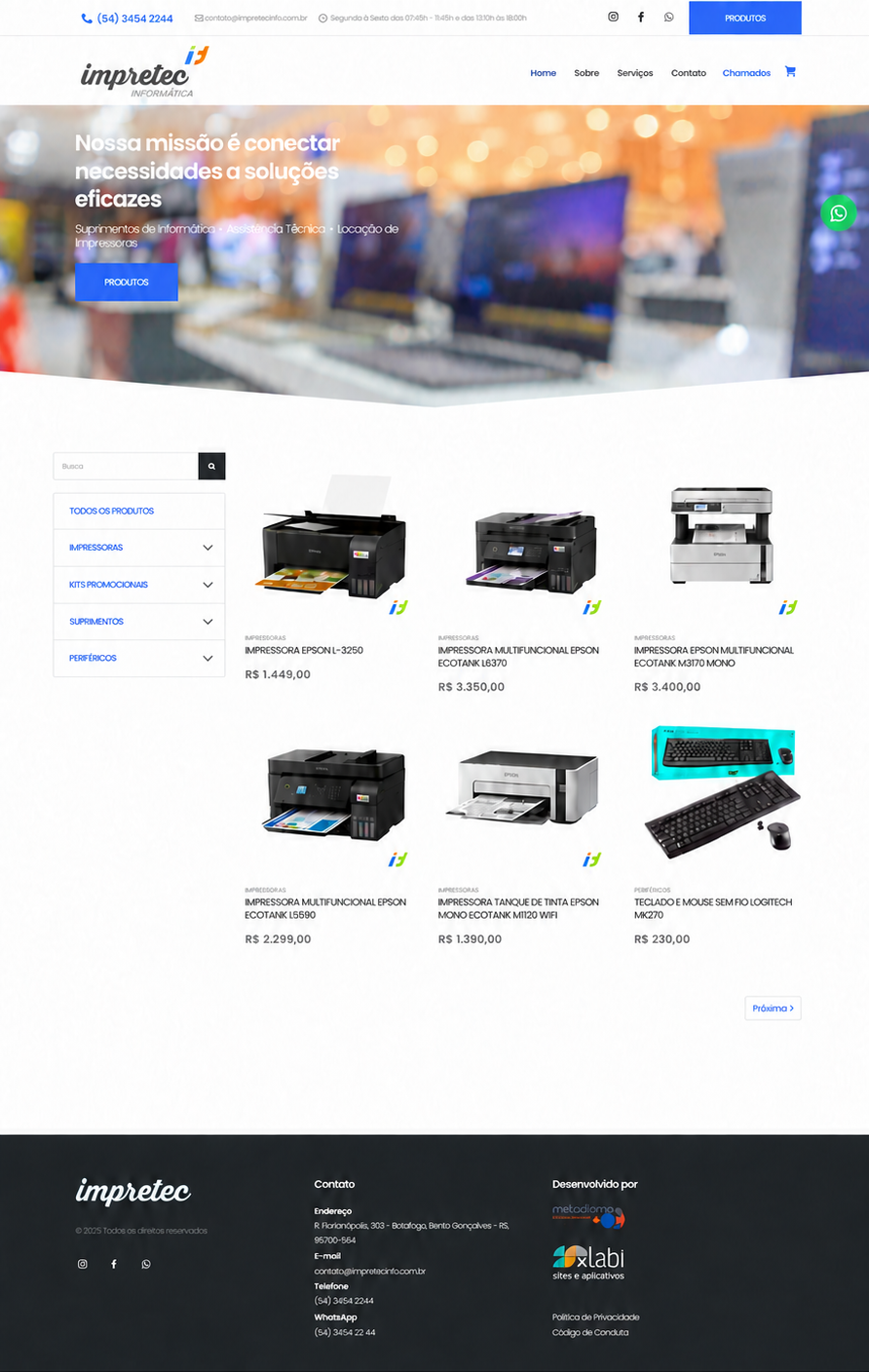 Interface do projeto Impretec Informática